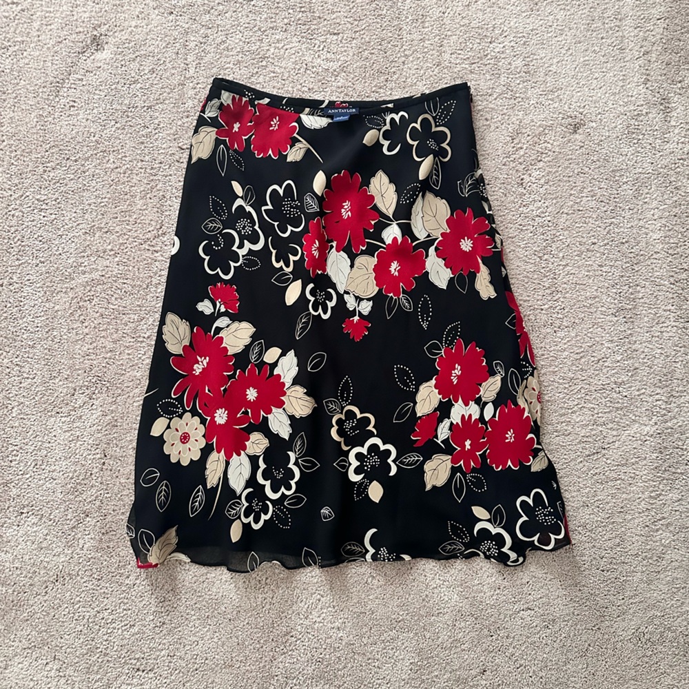 Ann Taylor Silk Floral Skirt